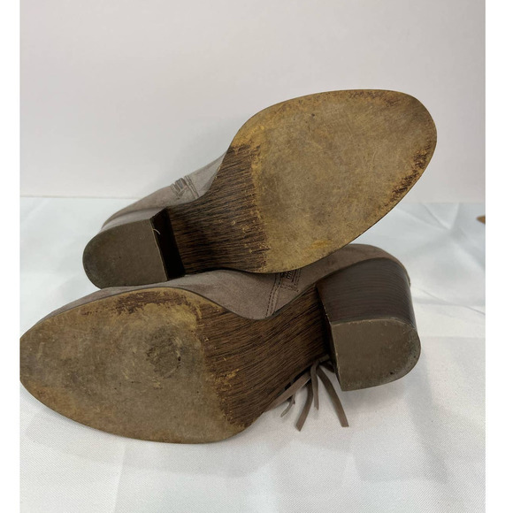 Carlos Santana Tempe Fringe Leather Gray/Tan Ankle Booties Size 9.5 - Picture 6 of 8